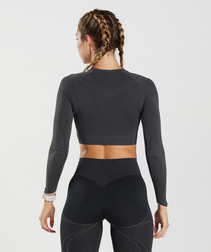 Przycięte Topy Gymshark Apex Seamless Damskie Czarne | PL 085YBH